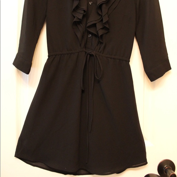 H&M Black 3/4-Length Sleeve Chiffon Mini Dress - Picture 4 of 4